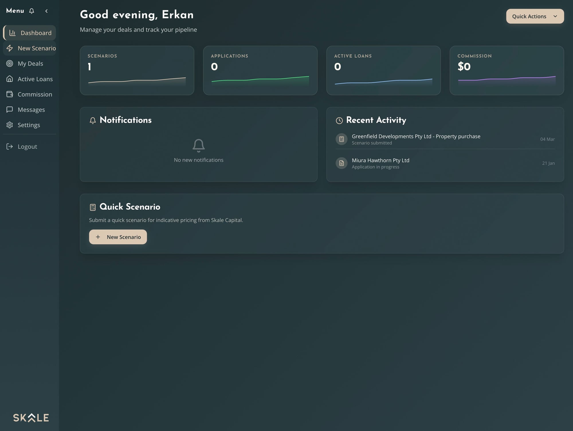 Broker Dashboard — Skale Capital loan management